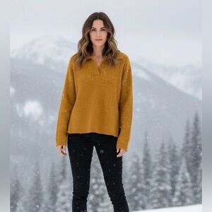 Golden Knit Ribbed Sweater